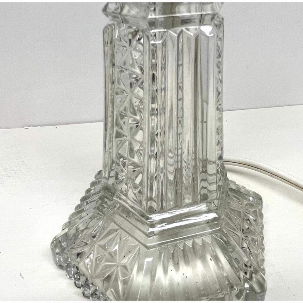 Vintage Glass Boudoir Table Lamp Beaded Fringe Lampshade - Picture 3 of 8